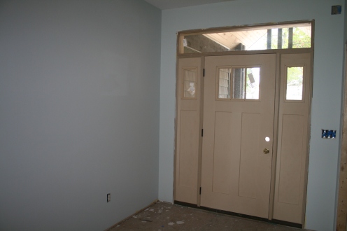 The entry.  Where the gold-yellow-orange color used to reside.  Now a soft blueish grey.